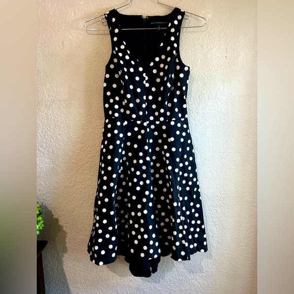 White House Black Market COTTON SATEEN POLKA DOT FIT-AND FLARE DRESS Sz 4 - Picture 12 of 13